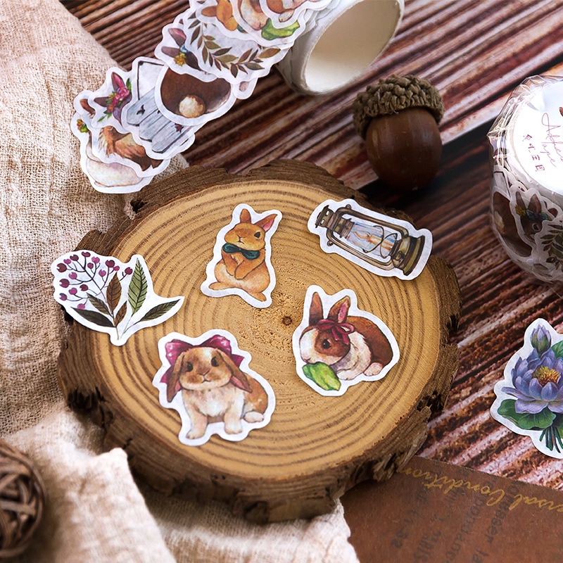 100pcs / set Stiker Motif Bunga / Jamur / Tanaman 9 Model Untuk Dekorasi DIY