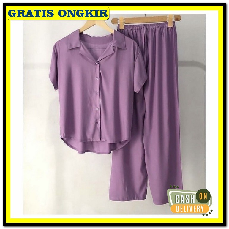 Promo One Set Import Marsela Kemeja Putih Wanita Celana Jeans Kulot Ve Afi - Ec - Set Kemeja Polos /