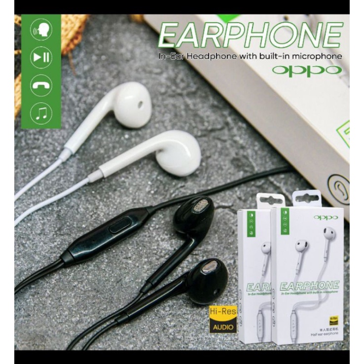 Handsfree Earphone Copotan Oppo R15 Original HD Sound Extra Bass + Packing Import