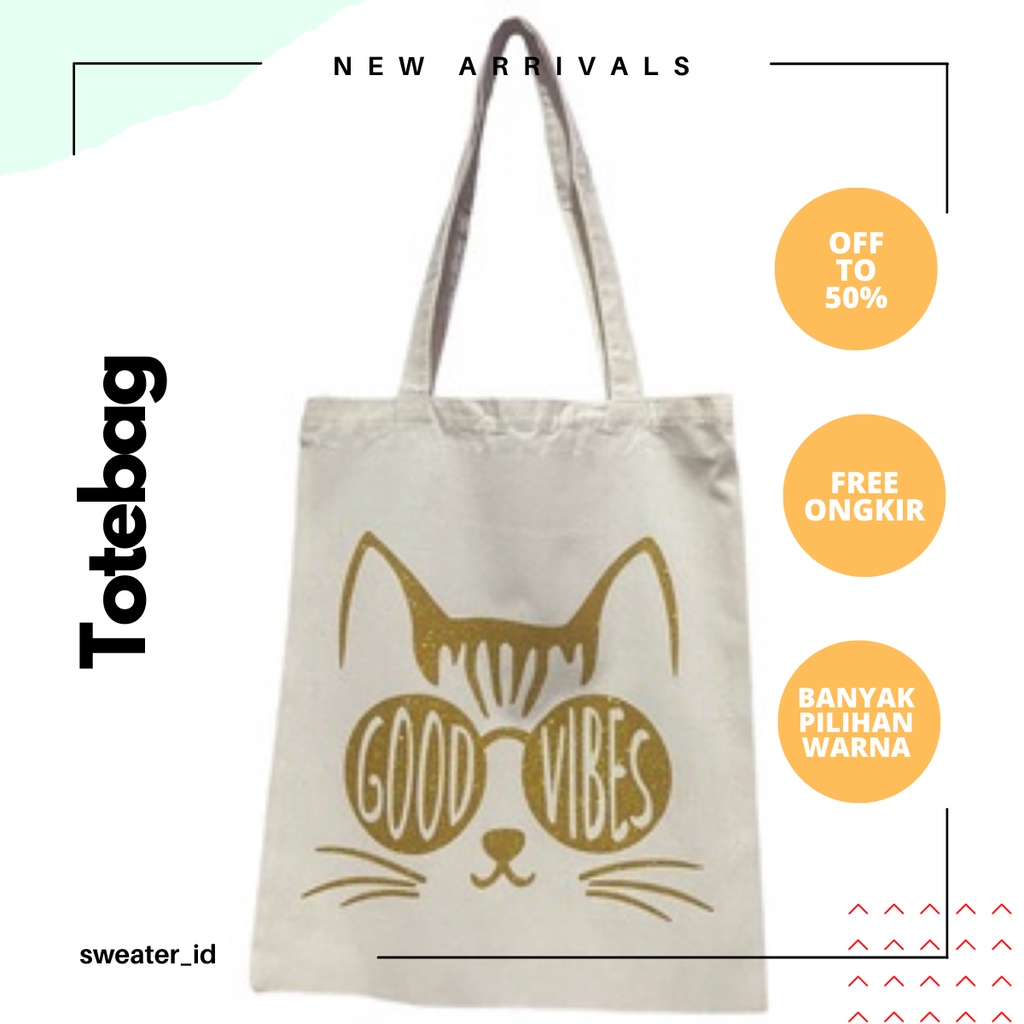 Totebag kanvas sablon Broken white