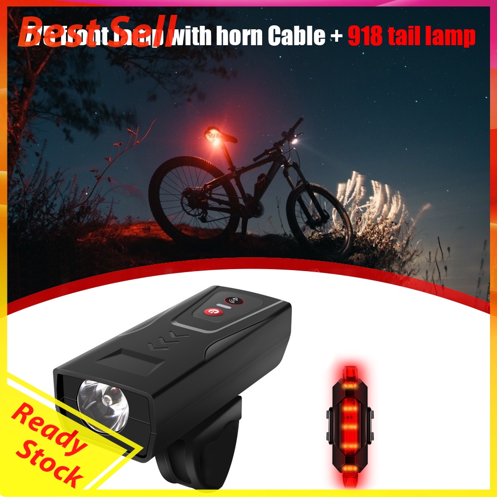 Bike Light Set USB Rechargeable XPE LED Headlight with Horn + Tail Light