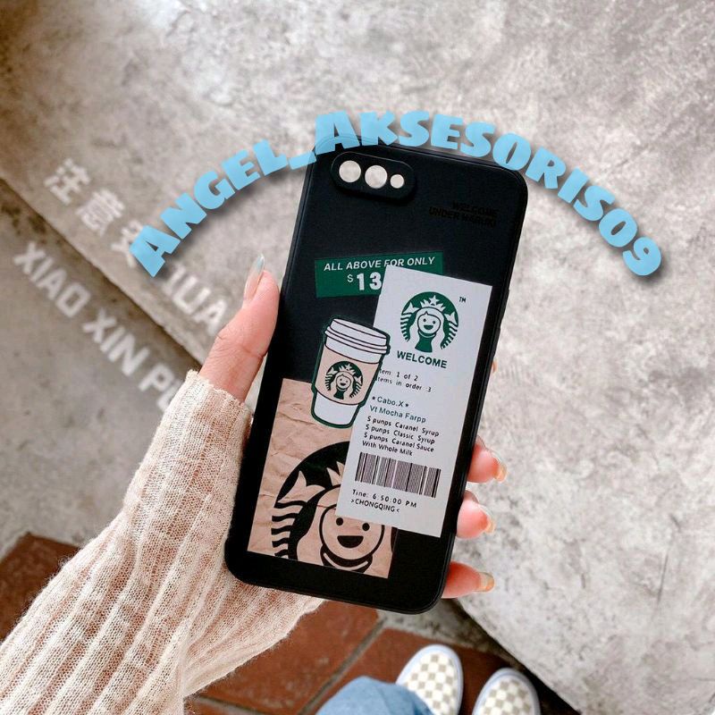 CASE STARBUCKS HITAM OPPO A16E OPPO A54 OPPO A16  OPPO F9 OPPO A3S OPPO A7 OPPO F9 OPPO A11K OPPO A1