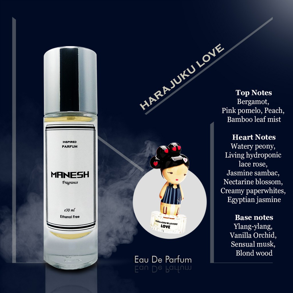 Harajuku Love inpsired Parfum ,parfum non alkohol ,parfum wanita ,Manesh Parfum