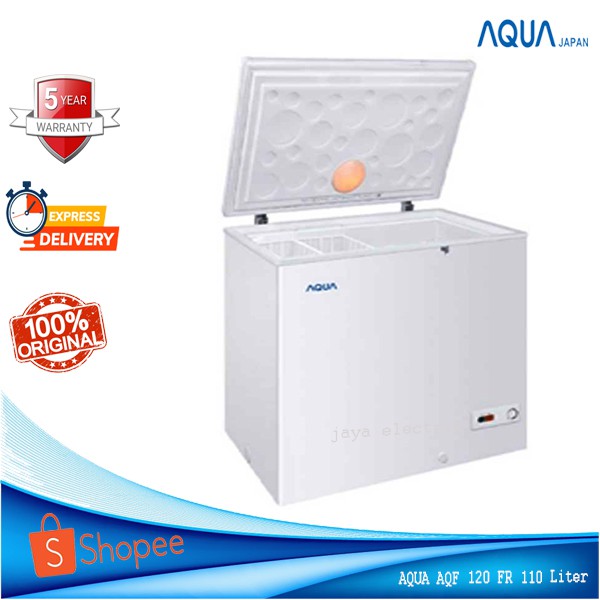 Chest Freezer Aqua 110 Liter AQF 120 FR Low Watt Garansi Resmi Aqua Lampu LED