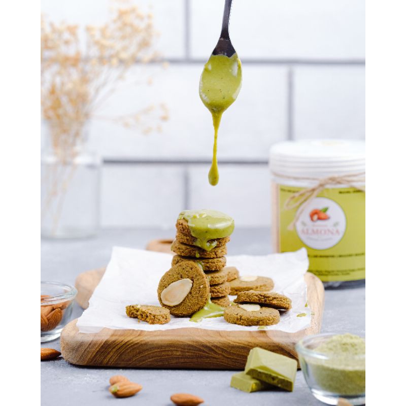 

Matcha Almond Cookies/Cemilan Sehat Full Almond Tanpa Gula