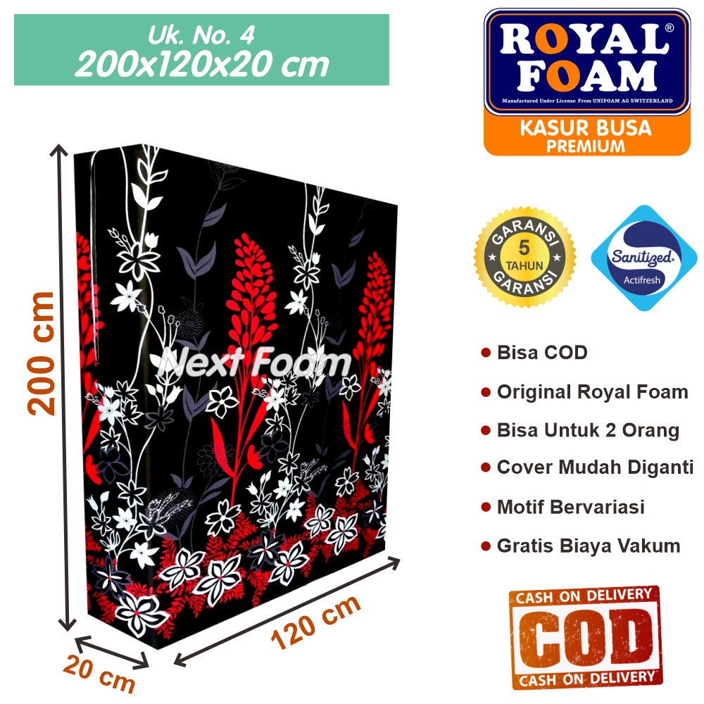 Kasur Busa Royal Foam Ukuran No 4 200x120x20 cm Tebal 20 cm D16 ORIGINAL Garansi 10 Tahun