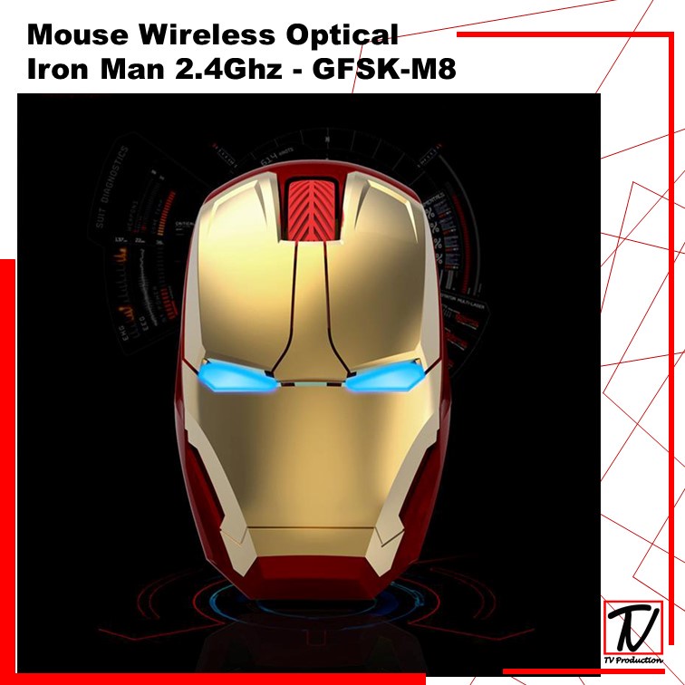 Mouse Wireless Optical Iron Man 2.4Ghz / Mouse Wirelles Super Hero Iron Man