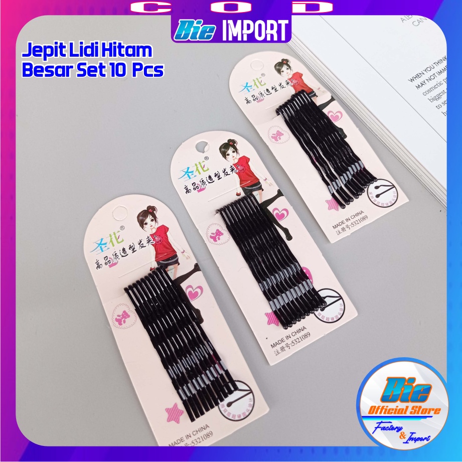 10 Pcs Jepit Lidi Basic Hitam Impor Best Seller