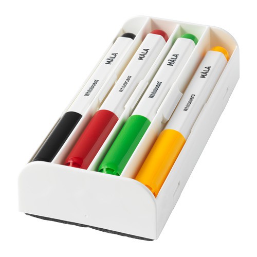 

IKEA MALA Spidol White Board set isi 4 dan penghapus, aneka warna
