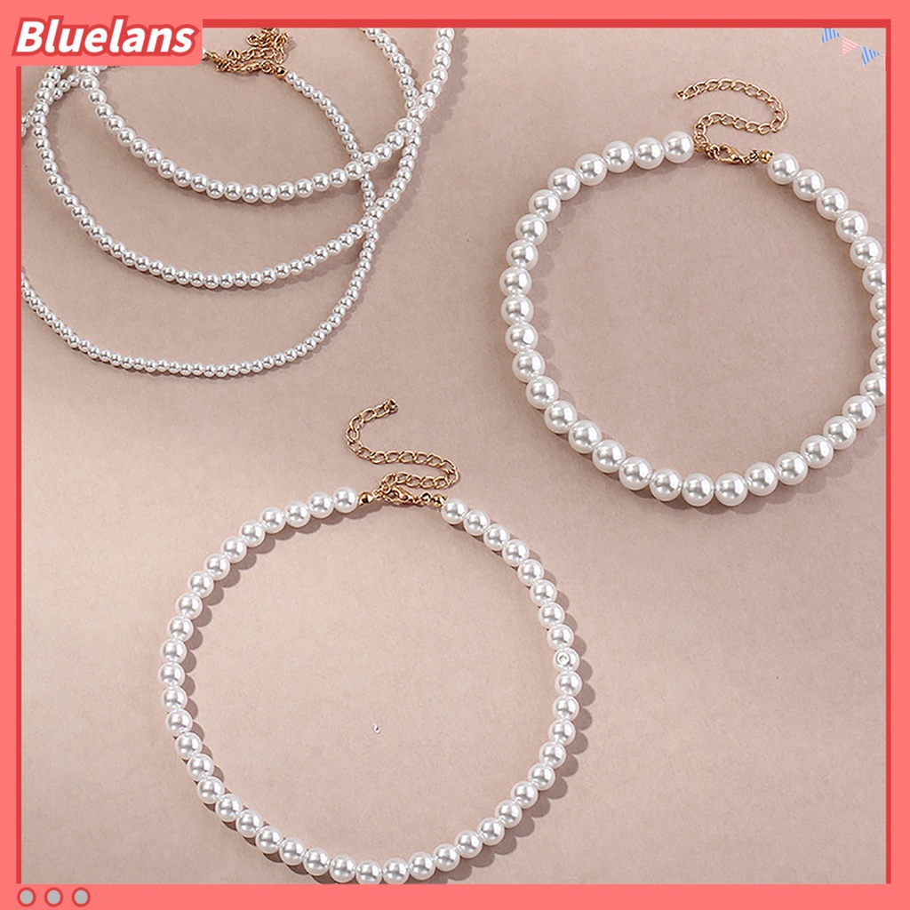 Bluelans 1/5 Pcs Necklace Elegant Fine Workmanship Jewelry Faux Round Pearl Chocker Use