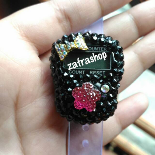 Tasbih digital swarovski hitam with gold bown