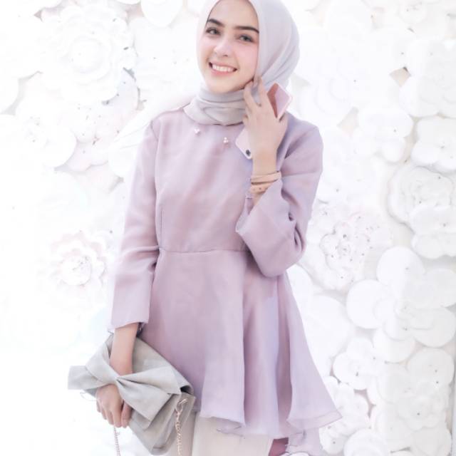 Fashion Wanita Baju Atasan Top Viny Peplum Blouse Pesta Organza