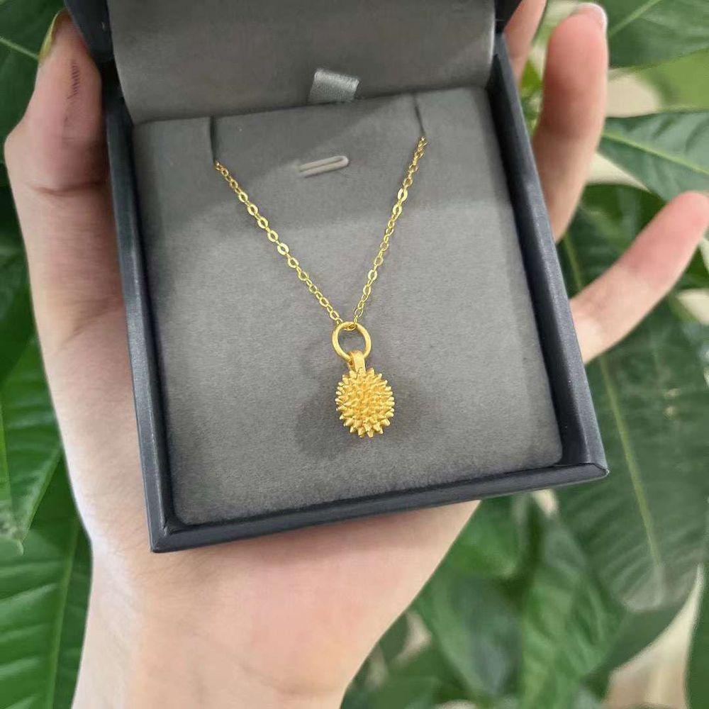 Mxbeauty Kalung Wanita Trendy Pasir Mengkilap Desain Niche Durian Liontin Gadis Necklace