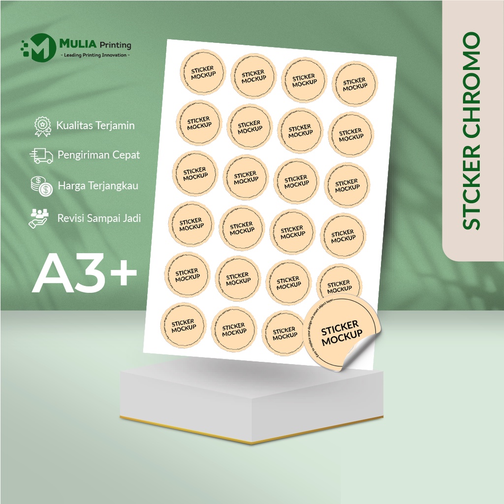 

Custom Sticker Label Chromo (Print & Cut) | Stiker kromo | Kertas | Bentuk | Label Kemasan Chromo A3 - MULIA PRINTING