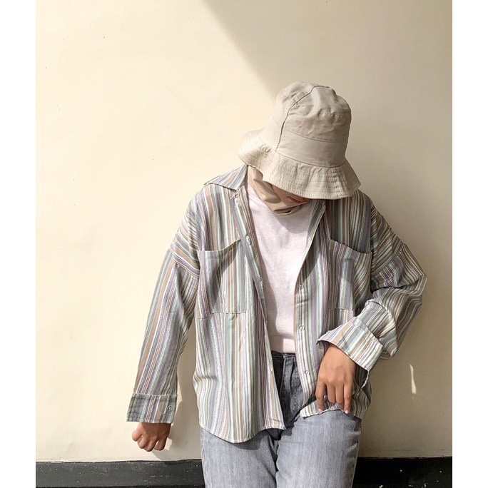 BEFAST - ZFC OOTD Wanita Kemeja AZIKA / Kemeja Picato Oversize Candy Cute Shirt / Kemeja Salur Wanita / Kemeja Bisa Di Jadikan Outer / Kem Kekiniaan Remaja Wanita / Kem Garis-Garis / Kem Trendy / Terlaris