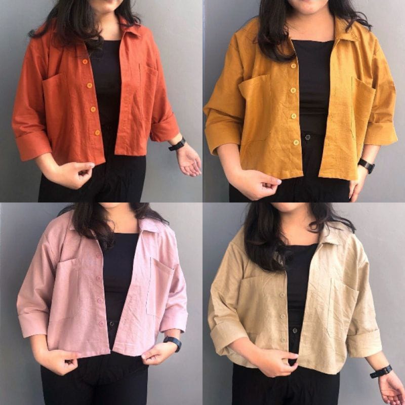 Tq88indonesia Fashion Busana Casual Cewek Terbaru / Kemeja Wanita Gita Rami Basic / Kem Tasa / Ootd Kekinian / Outfit Kasual