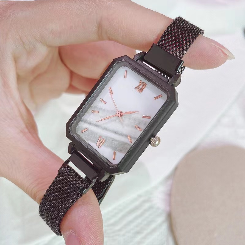 COD✅ Jam Tangan Wanita Magnet Kecil Dial Kotak Gradasi Analog Quartz Leather Fashion Watch   S1211