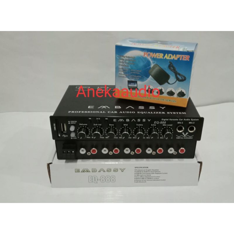 Parametrik Pre Amp EMBASSY EQ-888 BLUETOOTH USB,SD + ADAPTOR