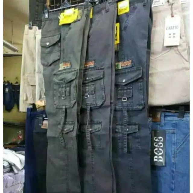 Celana Cargo Panjang PDL Pria Decaver / Ganveer Kargo Gunung Hijau Army Size 27 Sampai Jumbo 44