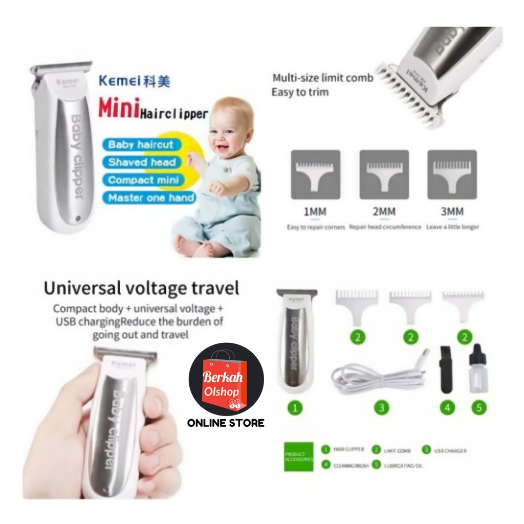 [Cod] Kemei km 1319 /1318  Alat Cukur Rambut Bayi Elektrik Baby Shaver Trimmer