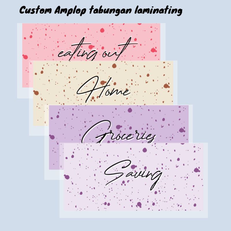 

Custom 4 buah cash envelope/aplop tabungan laminating