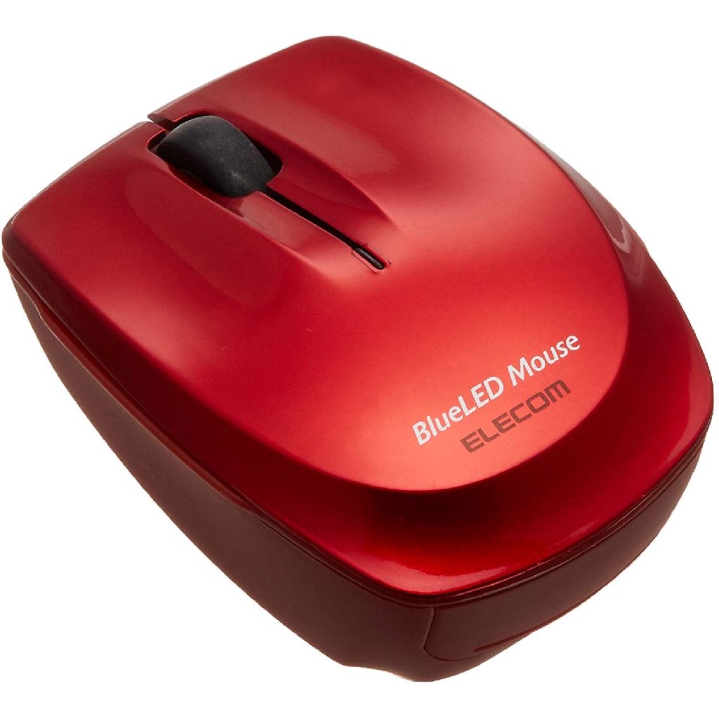 Elecom 3 Buttons Blue LED Mouse Omron Switch - Red