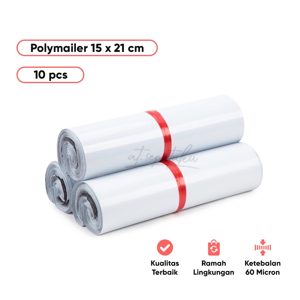 

Plastik Polymailer Putih 15x25 - Kecil | Amplop Plastik Packing Glossy isi 100 pcs