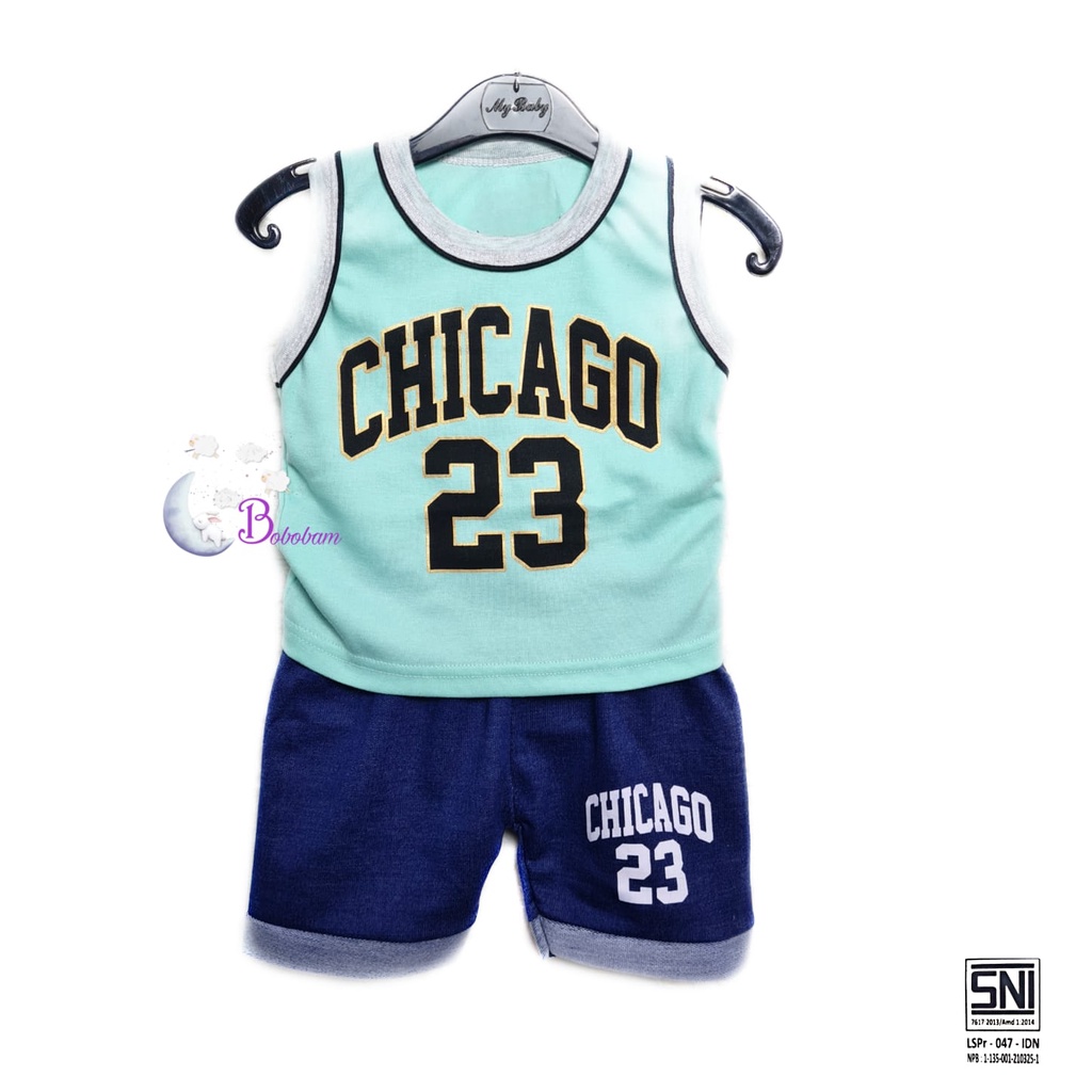 BAJU BAYI SINGLET CHICAGO SETELAN ANAK LAKI-LAKI / SETELAN ANAK HARGA GROSIR