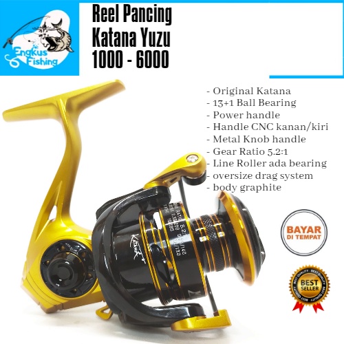 Reel Pancing Katana Yuzu 4000 (13+1Bearing) Power Handle Murah - Engkus Fishing