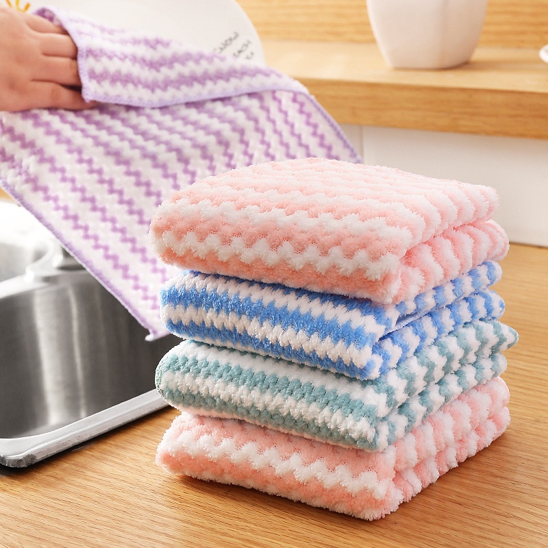 2 SISI KAIN LAP WAVE DAPUR MICROFIBRE ANTI MINYAK/ TOWEL KAIN LAP SERBA GUNA