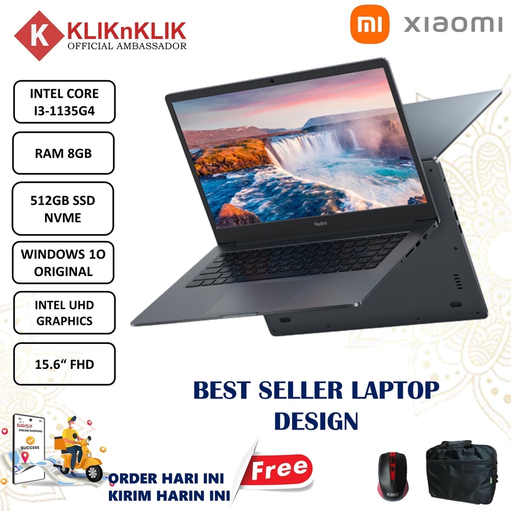 Laptop Slim Terbaru XIAOMI REDMIBOOK 15 INTEL I3 1135G4 8GB 256GB 15.6&quot; FHD WIN10HOME CHARCOAL GREY