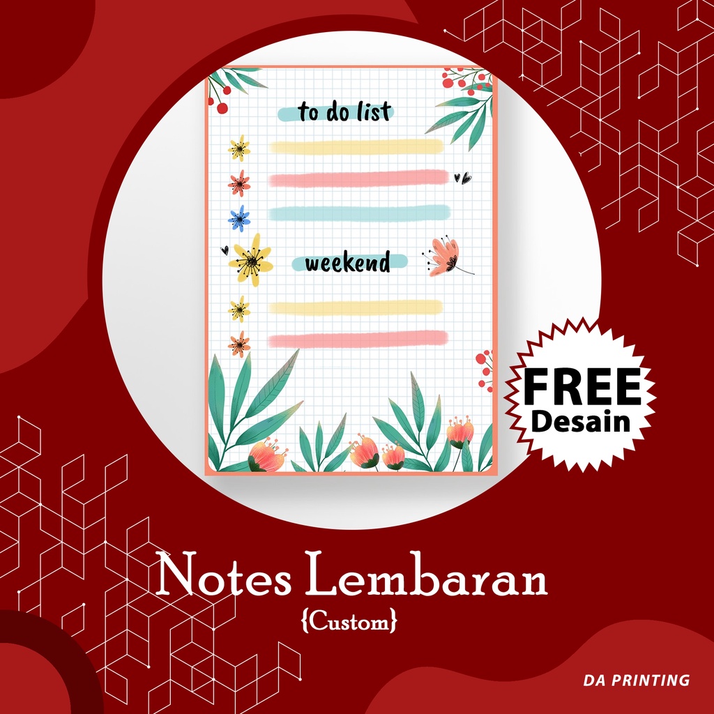 

[DA PRINTING] Notes/ To Do List/ Note Planing Weekend/ To Do List Full Colour Murah