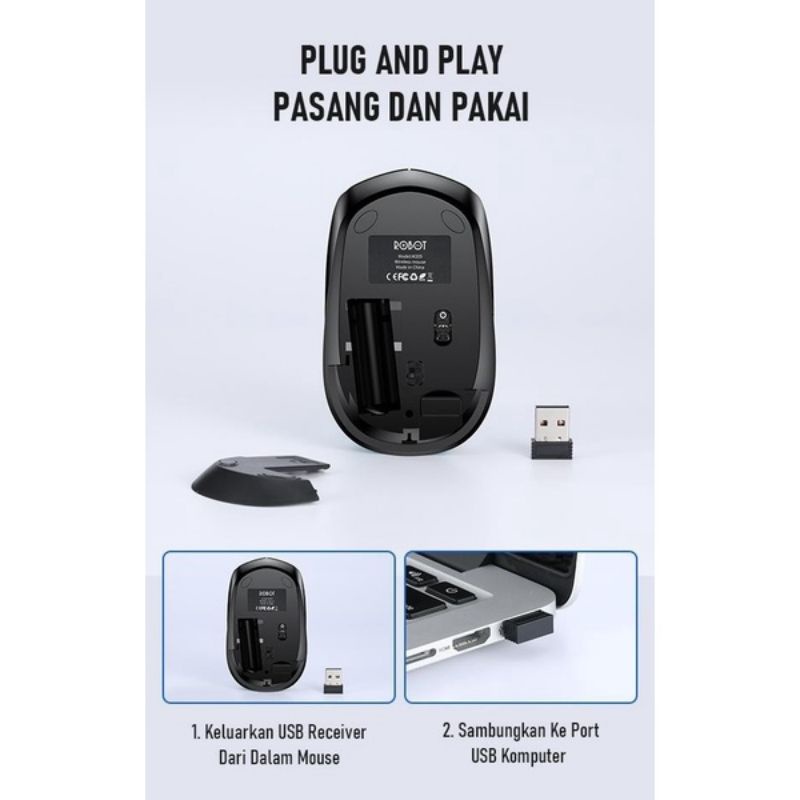 MOUSE ROBOT M205 M 205 1600dpi Bluetooth Minimalist Murah