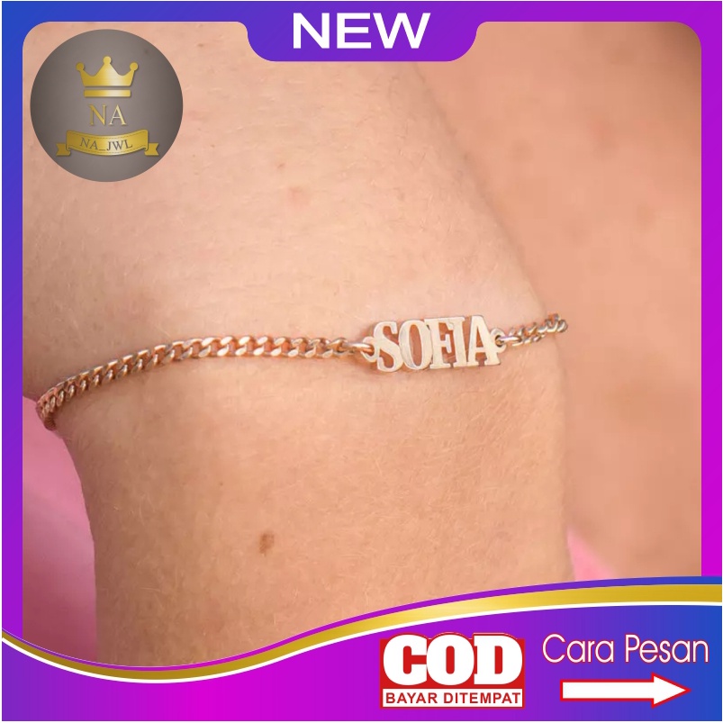 Gelang Tangan Nama Titanium Anti Karat bracelet korea name aksesoris wanita fashion perempuan baru