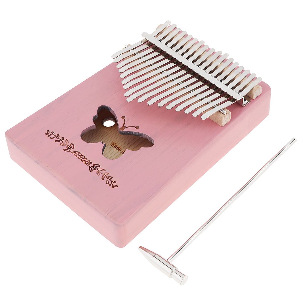 Kalimba Piano Jempol 17 Kunci Bahan Kayu Pinus Dengan Lubang Suara Butterfly Mbira Untuk Hadiah