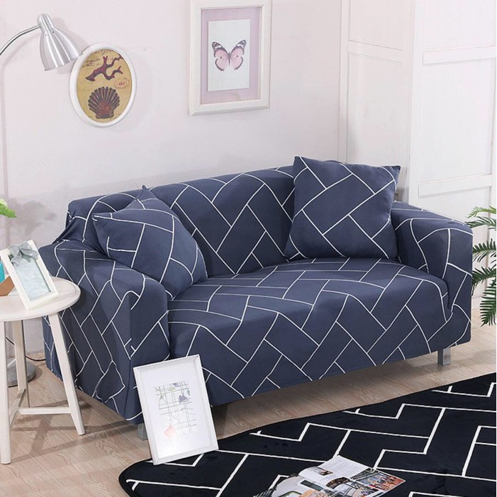 COVER SOFA SEATER stretch elastis Navy Rectangle