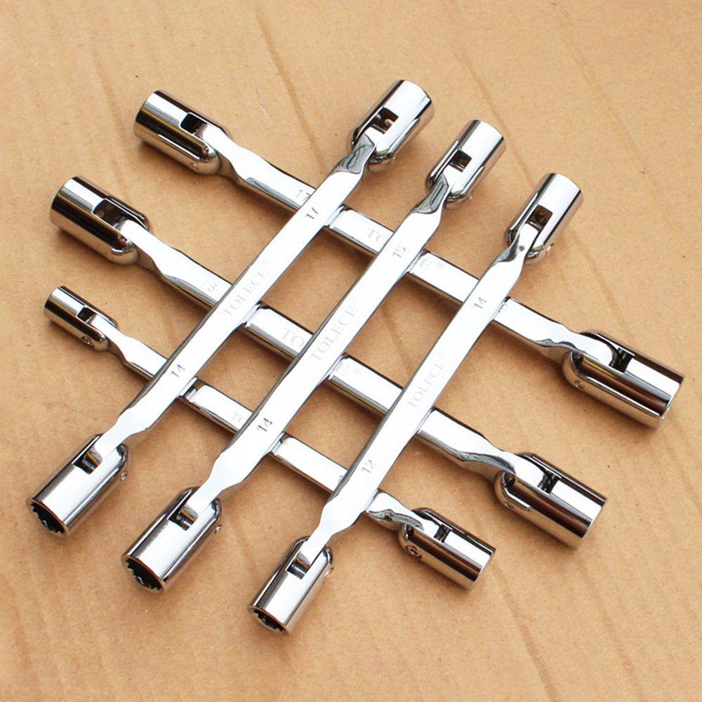 Kunci Pas SOLIGHTER Barang Olahraga Tahan Lama Kepala Fleksibel Ganda AutoRepair Alat Aksesoris Bersepeda Hand Tools Rotary Socket Spanner