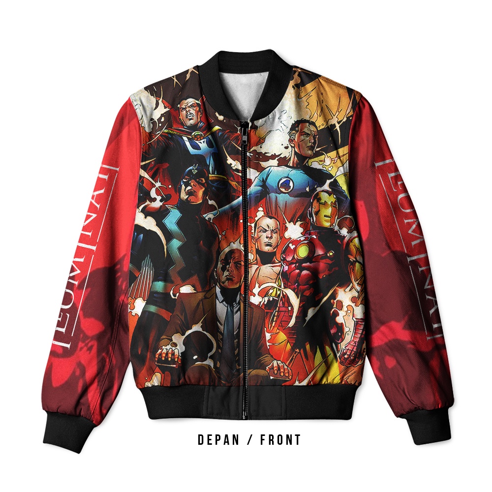 Jaket Bomber Pria Wanita Superhero Illuminati Marvel Full Printing Custom