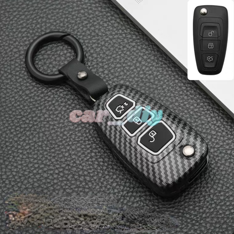 Casing Kunci Mobil Ford Focus 2 3 MK3 ST RS Ecosport Kuga Escape Fiesta Lipat Bahan ABS Aksen Serat Karbon