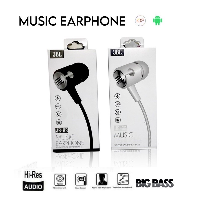 GROSIR HANDSFREE J 63 SUPERBASS Music Earphone