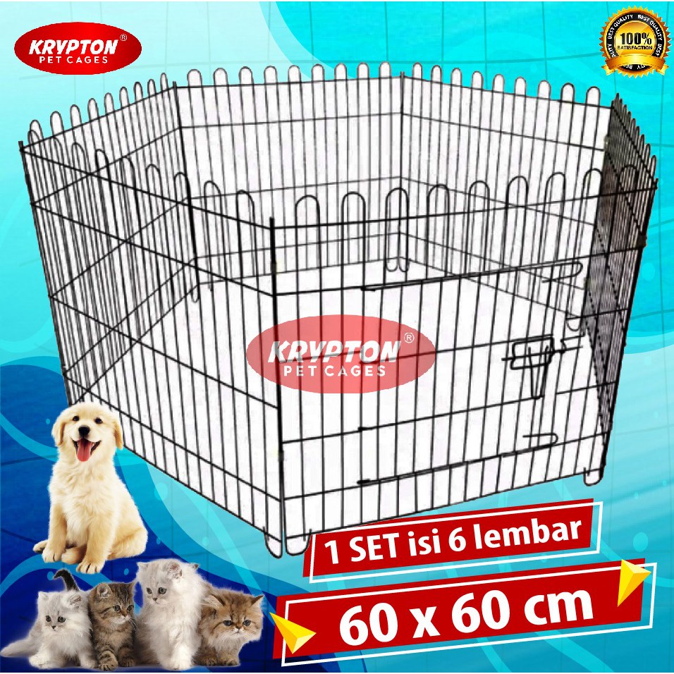 Kandang Pagar / Kandang Umbar Besi Lipat 60x60cm - Kucing Kelinci Anjing Kura-Kura