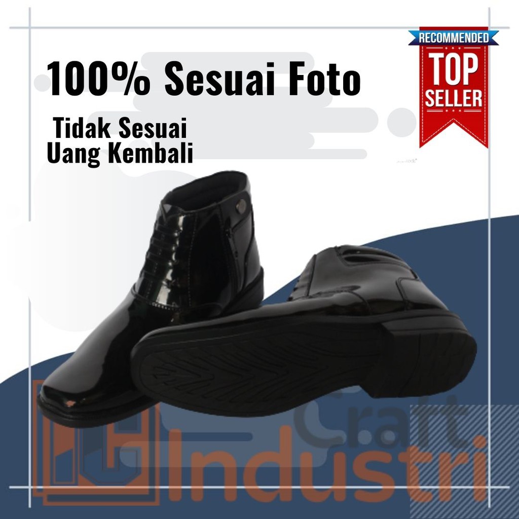 [FREE KAOS KAKI] Sepatu Dinas PDH 03 Polri Security Satpam Hitam Mengkilap Sepatu Sekolah Pria Guru PNS Kantoran Glossy Tanpa Tali - DP03