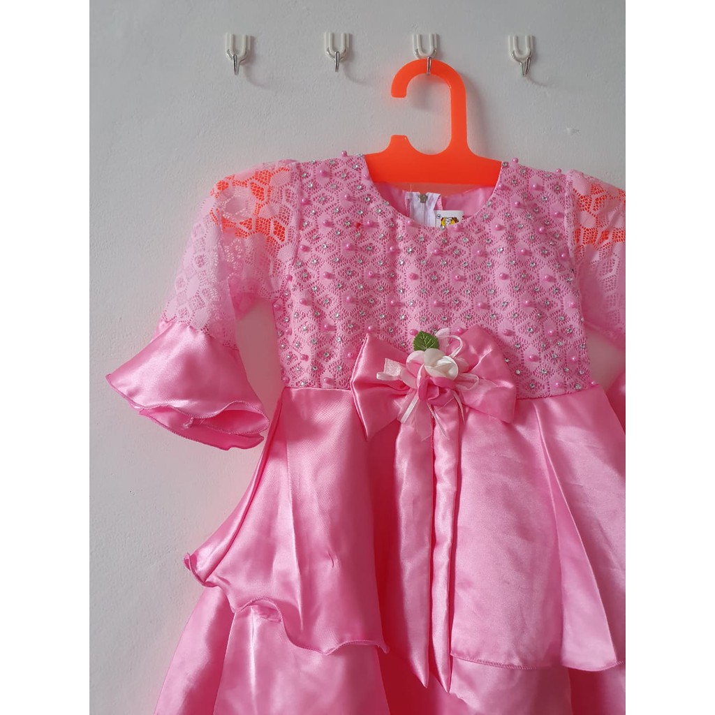 Baju Anak Perempuan 2 Tahun Dress Anak Import Murah Kekinian 2022 Bahan Satin Brukat Adem KA48