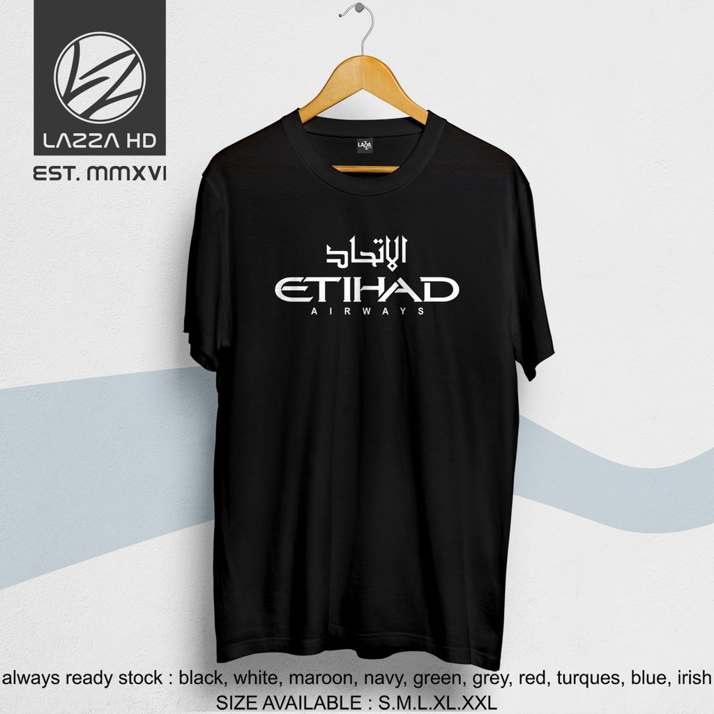 Kaos / Baju / Tshirt Distro etihad Airways Penerbangan Pesawat Logo Terlaris