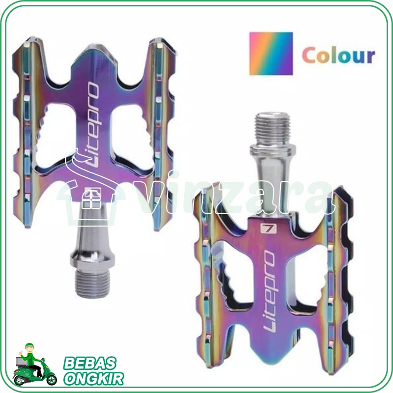 Pedal Litepro K3 RAINBOW PELANGI TITANIUM Bearing Ultra Light weight Alloy folding SELI SEPEDA LIPAT