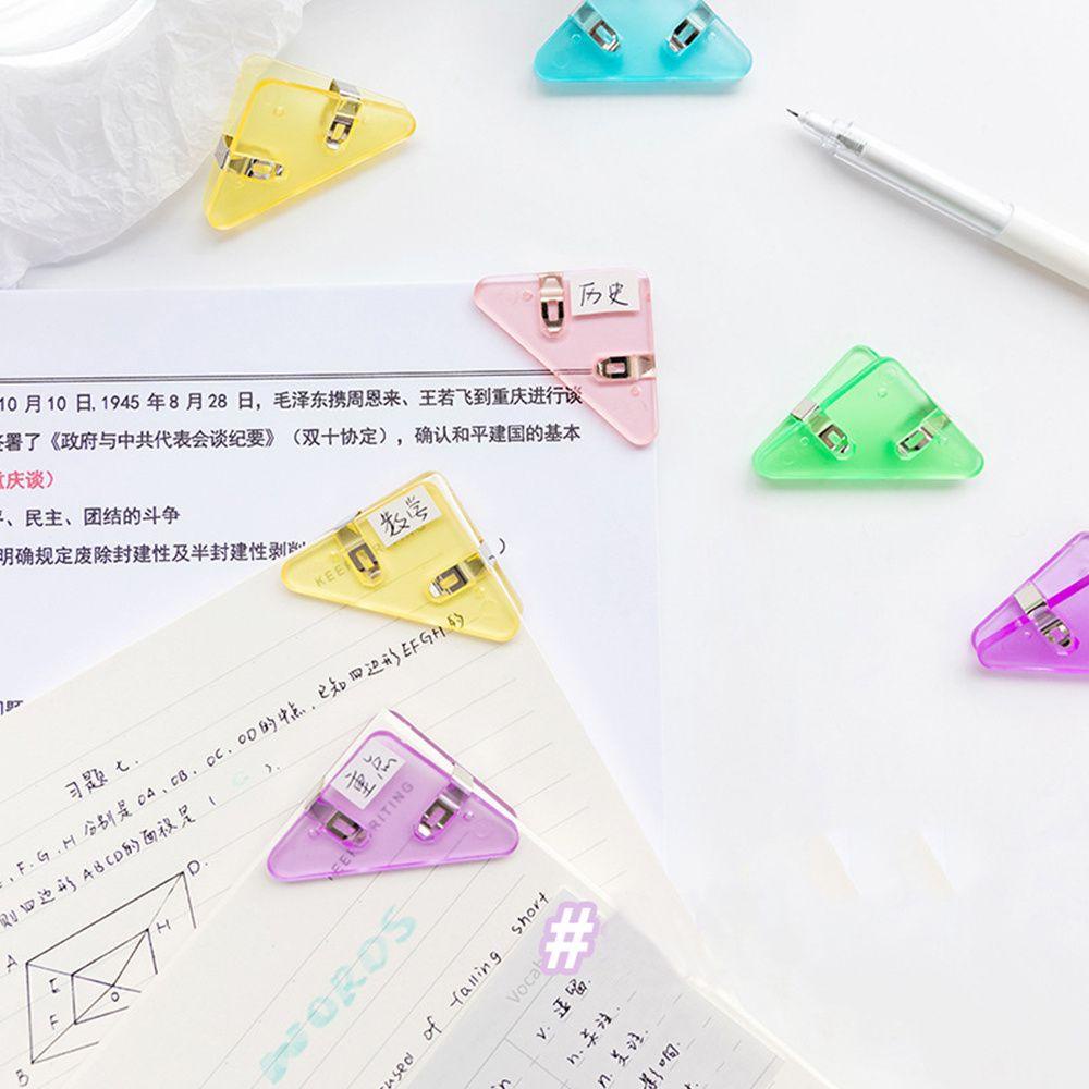 [POPULAR] 5PCS Stationery Accessories Transparent Triangle Clip Tidy Data Storage Color Corner Clips Office Desk Organizer Student Stationery Document Test Paper Clip