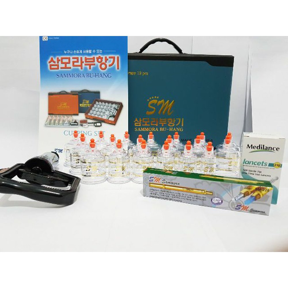 paket Kop Bekam Sammora Isi 19 Biru - Jarum Bekam - Lancing Device GOLD SM 228