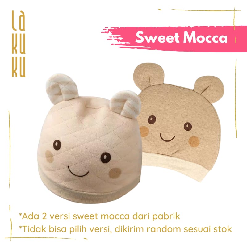 Topi Kupluk Anak Bayi Newborn 0-6 bulan Cotton, Nyaman dan Lucu-Sweet Mocca
