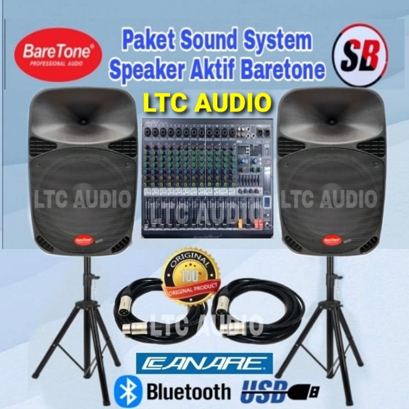 PAKET SOUND SPEAKER BARETONE AKTIF MAX 15MB + MIXER SOUNDBEST 12 CHANNEL/PAKET SOUND BARETONE 15 INC