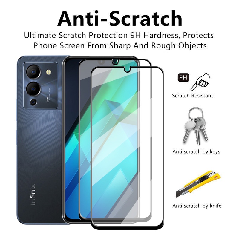 Film Pelindung Layar Tempered Glass Anti Gores 2 in 1 Untuk Infinix Note 12 G96 Note11 Hot 11S NFC Hot 12 Play 11 Play 10 Play 9 Play 6 Smart 5 10S 10T